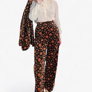 Vintage Velvet Floral Print Suit